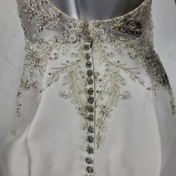 NWOT~$2600~JUSTIN ALEXANDER~SZ 6~IVORY EMBELLISHED MERMAID WEDDING DRESS GOWN - Picture 12 of 16